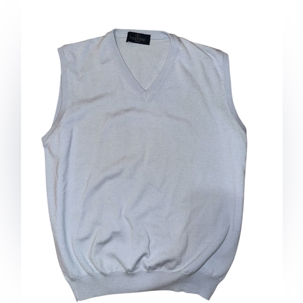 Valentino Jeans Sport Men's Light Blue Sweater Vest Merino Wool